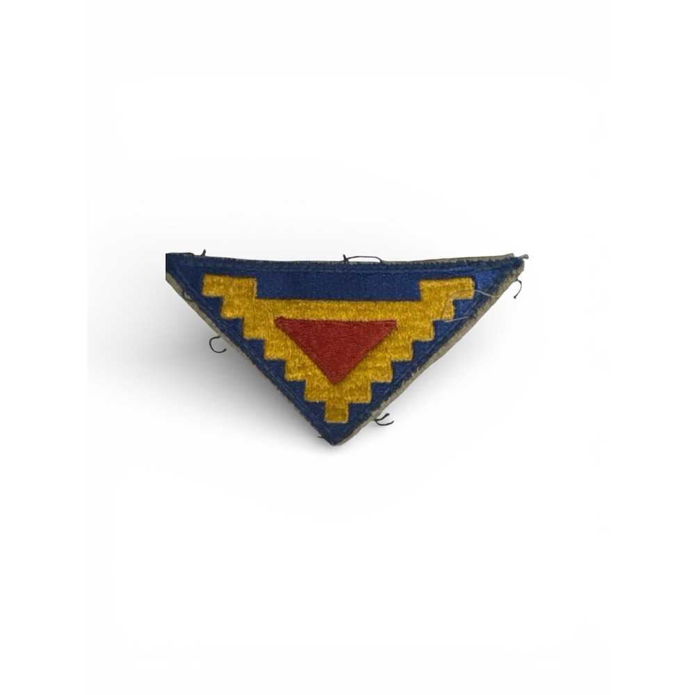 Vintage WWII US 7th Army Division Military Patch Old VTG Seven Steps Triangle